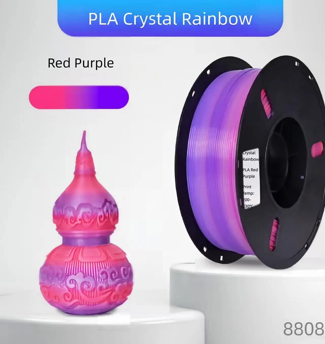 Silk Crystal PLA 3D Printer Filament 1.75mm 1kg,Shiny Transparent PLA Filament,High Gloss Smooth Printing Strong Layer Adhesion
