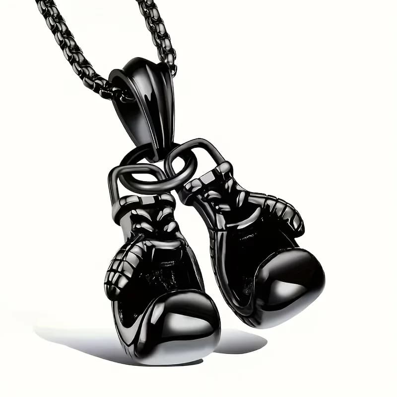 A stylish punk hip-hop boxing glove pendant necklace, the perfect accessory for men's holiday parties