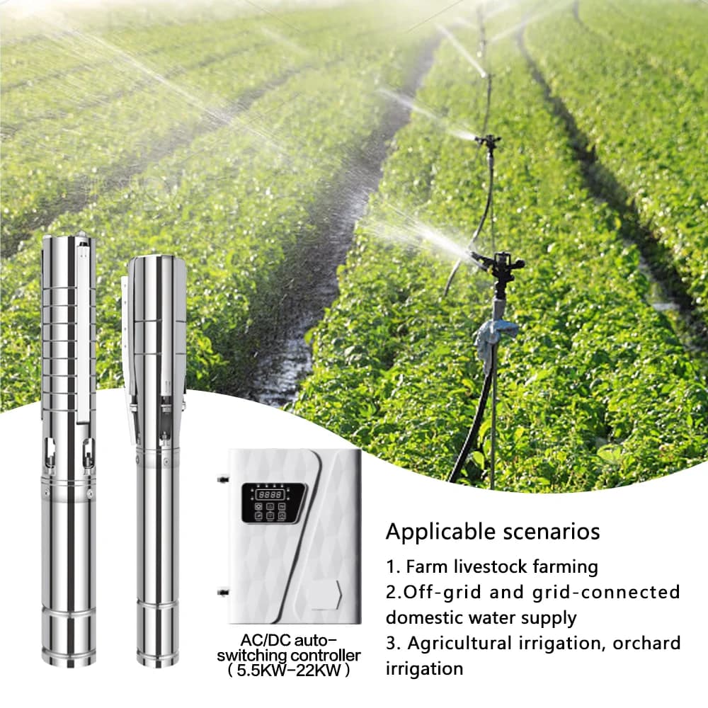 Efficienza Pompa ad acqua solare con pannello Pompa sommergibile solare in acciaio inossidabile per l'irrigazione profonda dell'approvvigionamento idrico agricolo