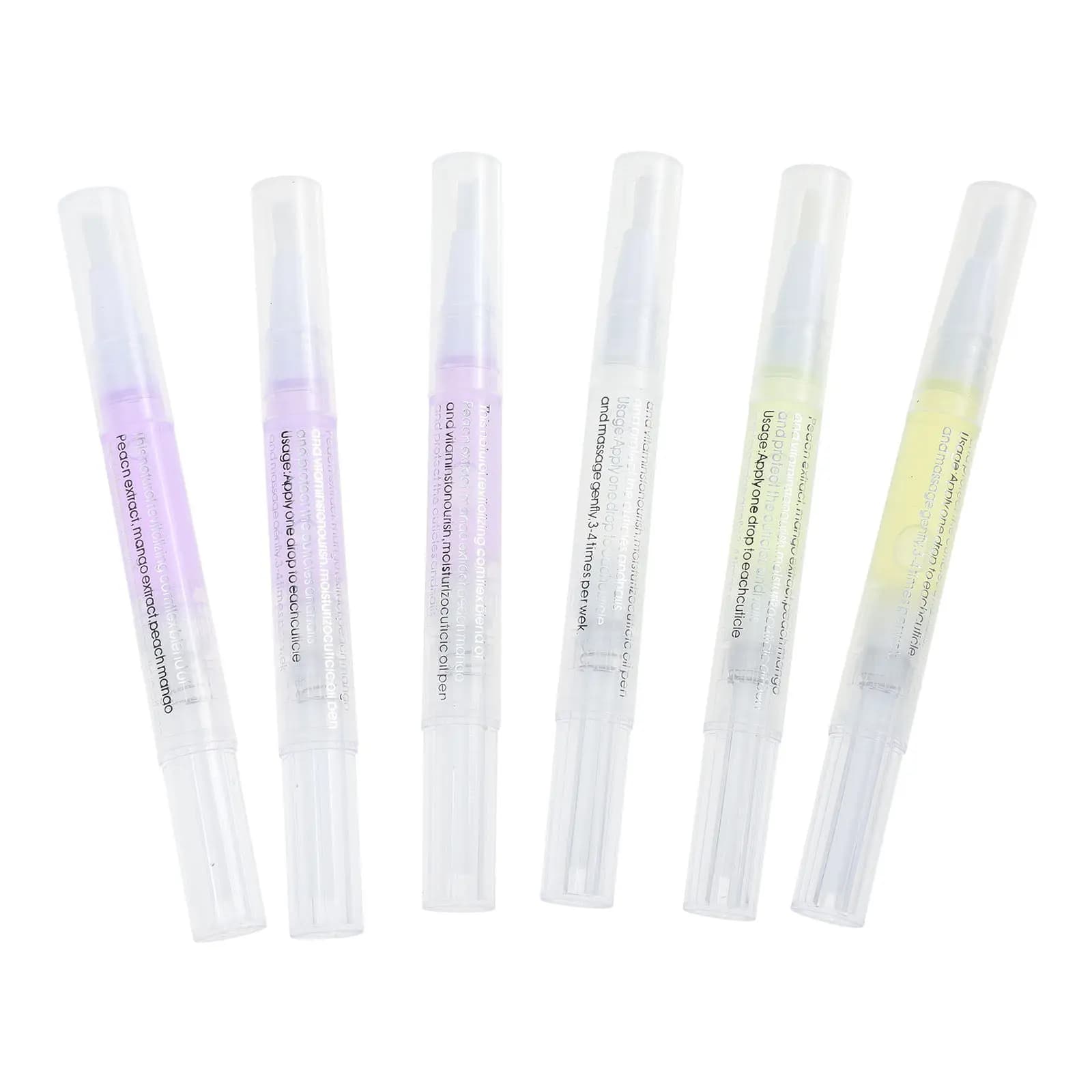 6Pcs Nail Cuticle Oil Pen Compact Portable Moisturizer Softener Pen Revitalizes Cuticles Nourishing Treatment for Acrylic Gel
