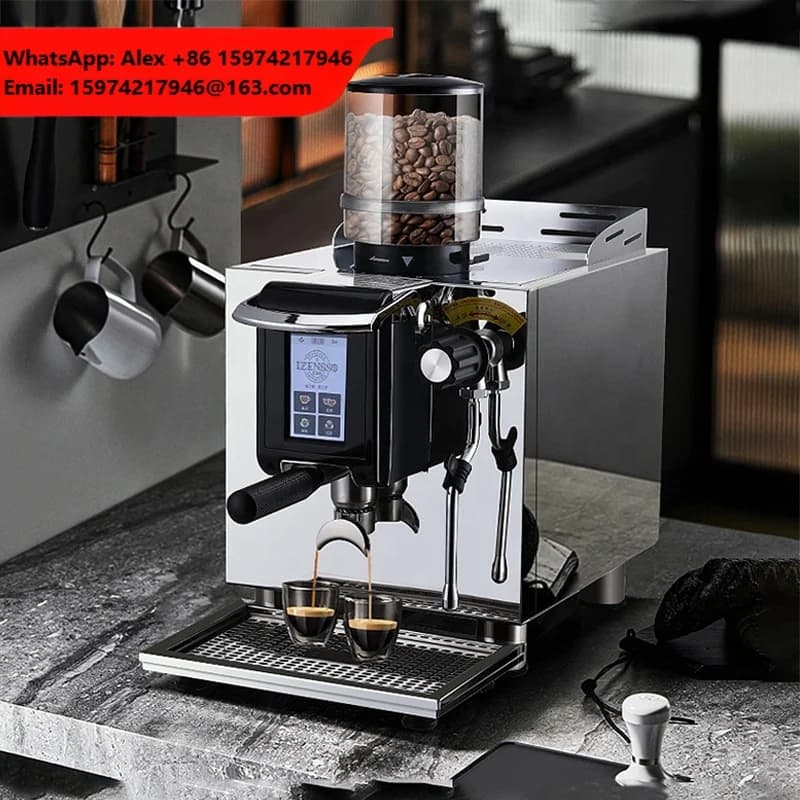Italian Semi-automatic Espresso Machine Grinding Integrated Coffee Maker With Milk Frother For Milk Tea Shop Cafe Office Bar