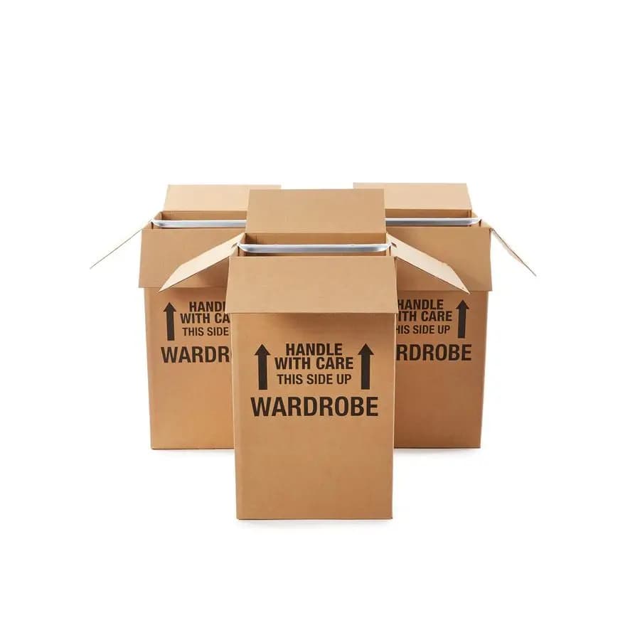 Boxes for moving wardrobe with clothes rack, packing with 3, 50 cm (L) x 50 cm (L) x 86 cm (A), robust for packing clothes
