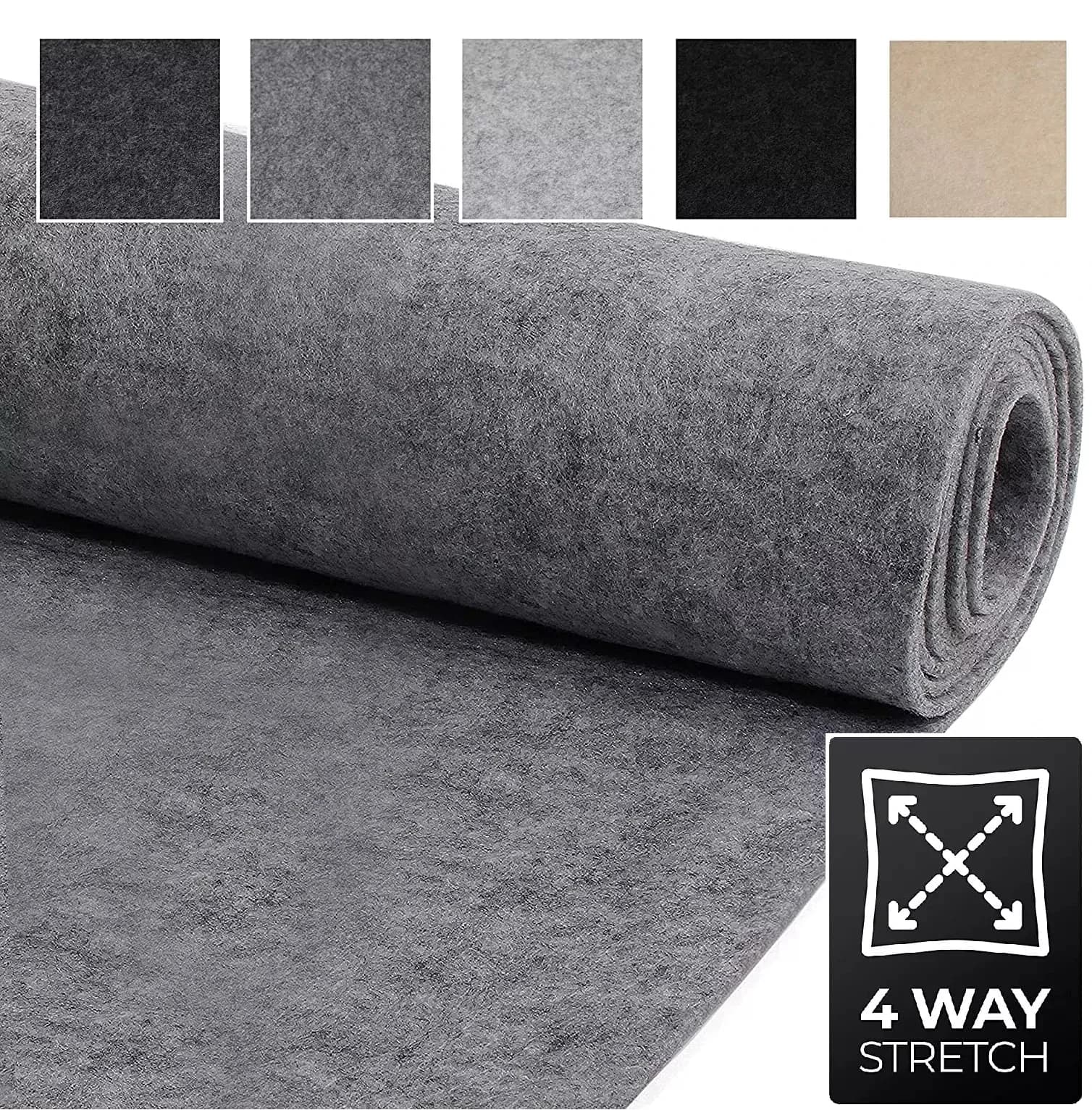 1Pcs Needle Punched Nonwoven Carpet Backing Four Way Stretch Flame Retardant Black For VW T6 Transporter Interior Motorhome Van