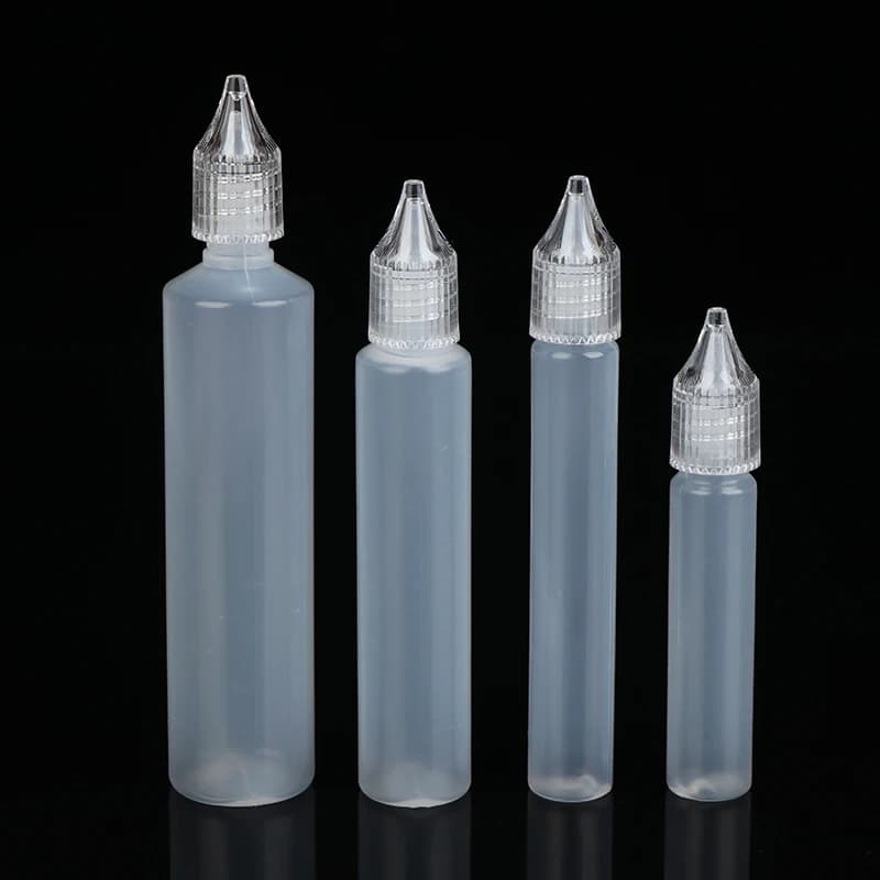 10/15/30/50ml 5 flaconi contagocce in plastica ricaricabili contenitori a forma di penna per inchiostro, oli essenziali e pigmenti