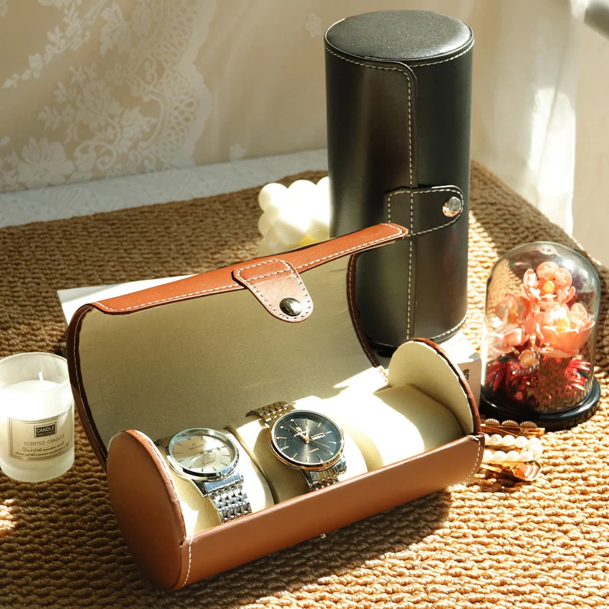 Custodia da viaggio per orologi - 3 contenitori e organizer per orologi - Conservazione sicura con innovativi cuscini rimovibili e solido organizer per orologi