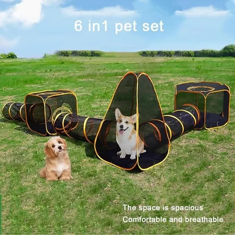 6-in-1 Tent Cat Enclosures with Tunnel for Indoor Outdoor Portable Playpen Play Tents for Cats Dogs Rabbit Ferrets Small Animals