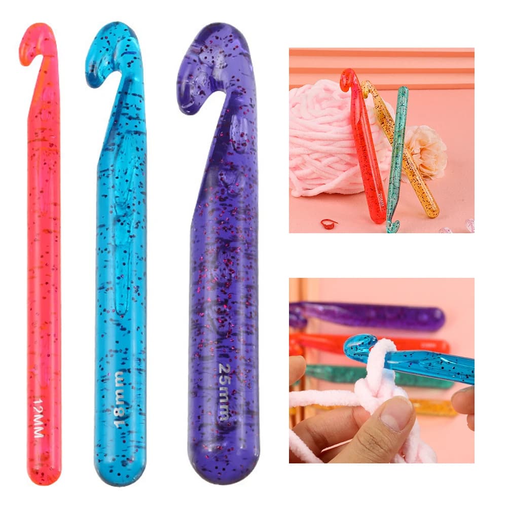 1pc cristallo trasparente grande uncinetto grande ricamo ferri da maglia grande uncinetto set per fai da te grosso filato artigianato