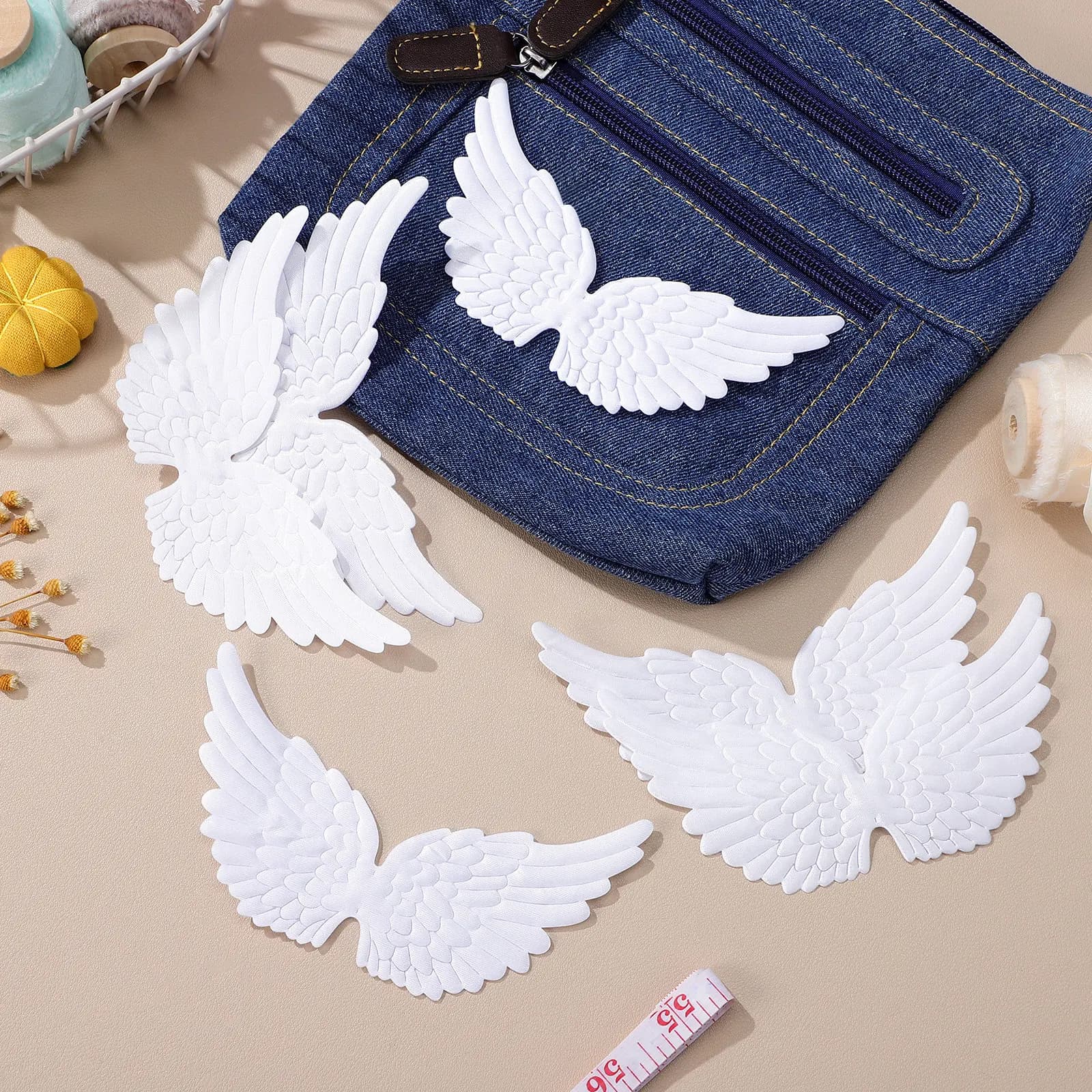 Set di 12 Mini Ali d'Angelo in Tessuto, Decorazioni Fai-da-Te per Costumi, Borse, Vestiti, Giacche, Zaini, Accessori Decorativi e Regali