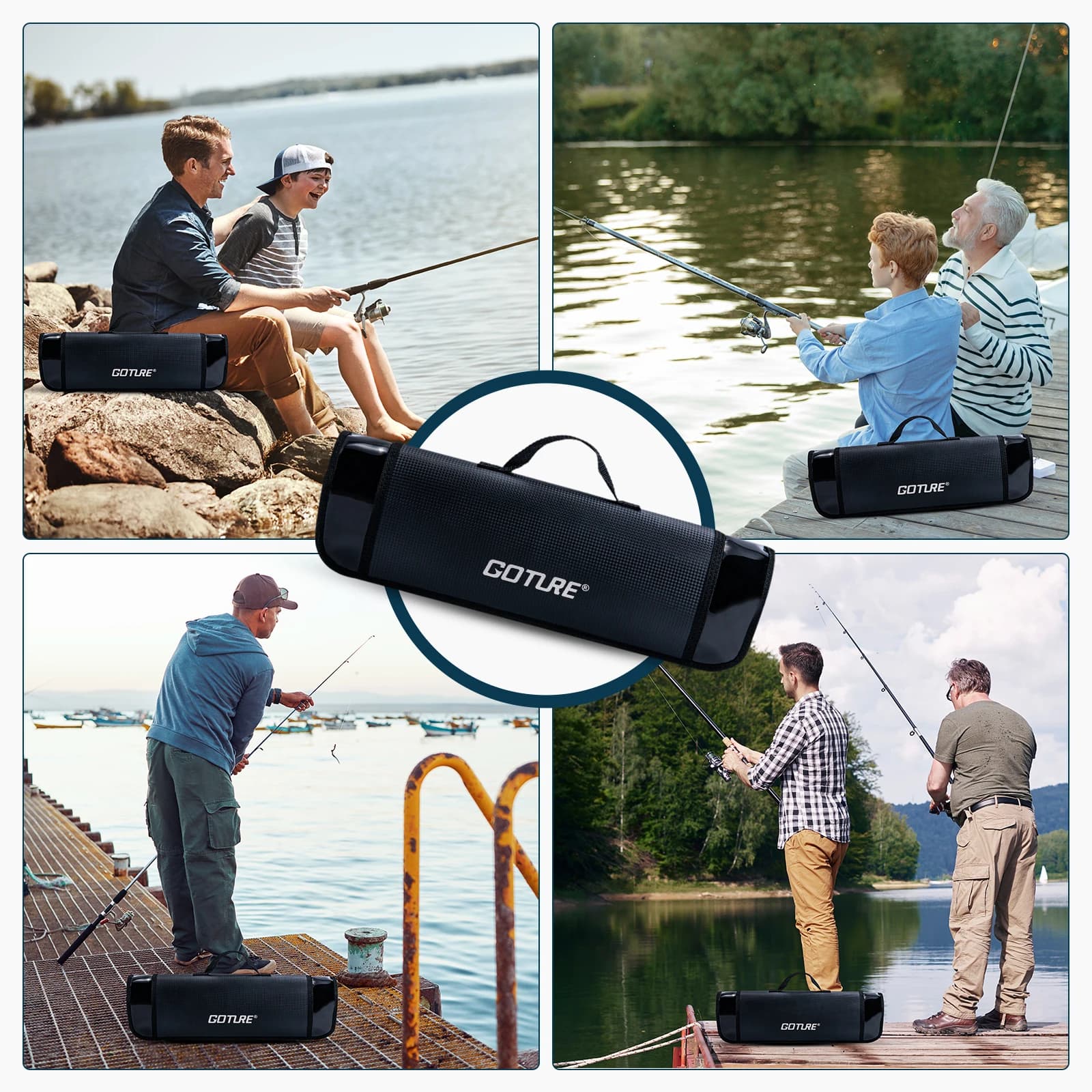 Goture 1.9/2.1/2.3/2.5/2.7m Set di canne da pesca telescopiche e mulinello da pesca spinning, set di ganci da 66 esche, borsa da pesca impermeabile