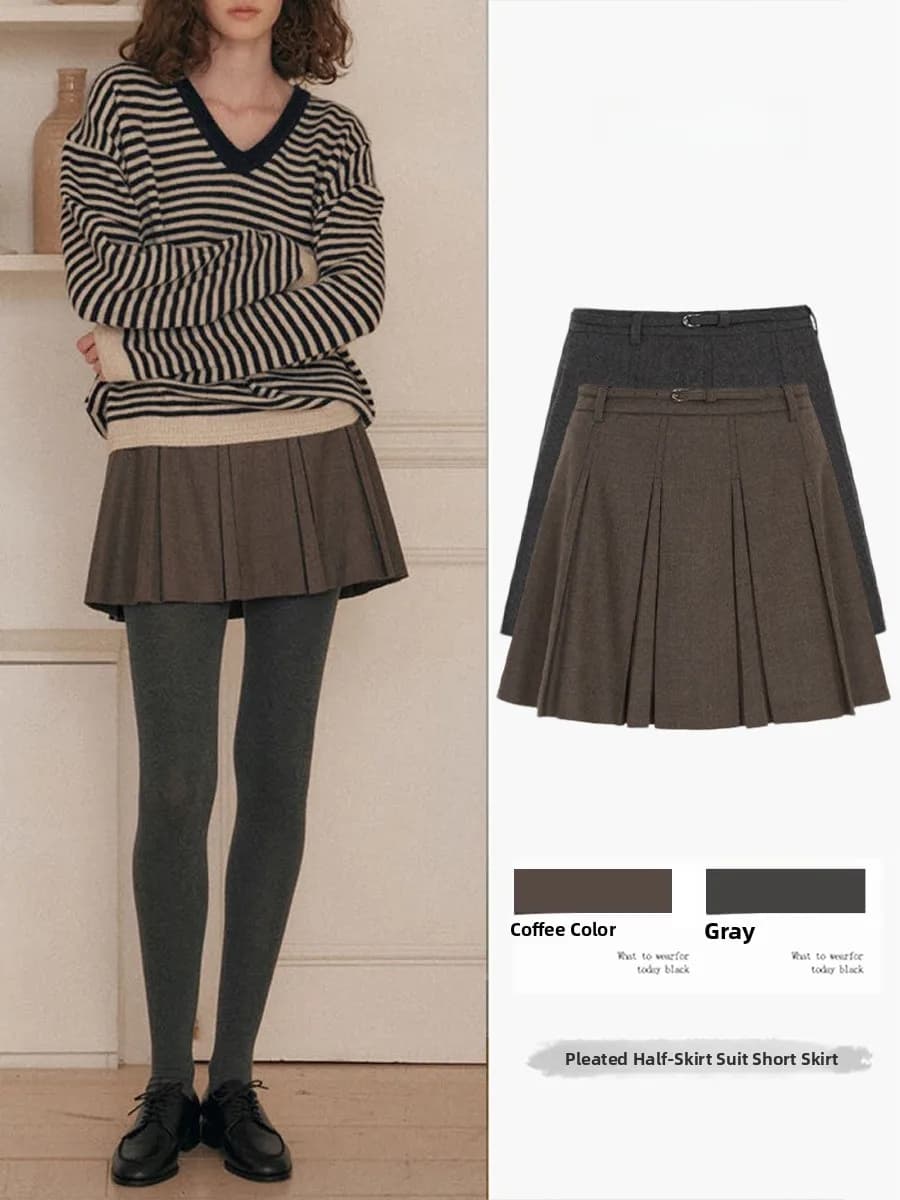 Gonna a trapezio caramello Donna Autunno Inverno Nuova vita alta lusinghiera gonne ort Fibra di poliuretano Effetto dimagrante