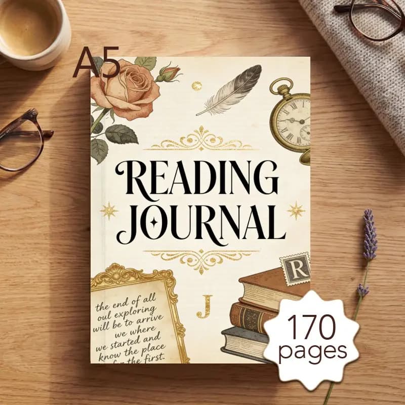 Diario di lettura A5, agenda giornaliera (170 pagine), 52 modelli per recensioni di libri, diario con citazioni - Regalo perfetto per gli amanti dei libri