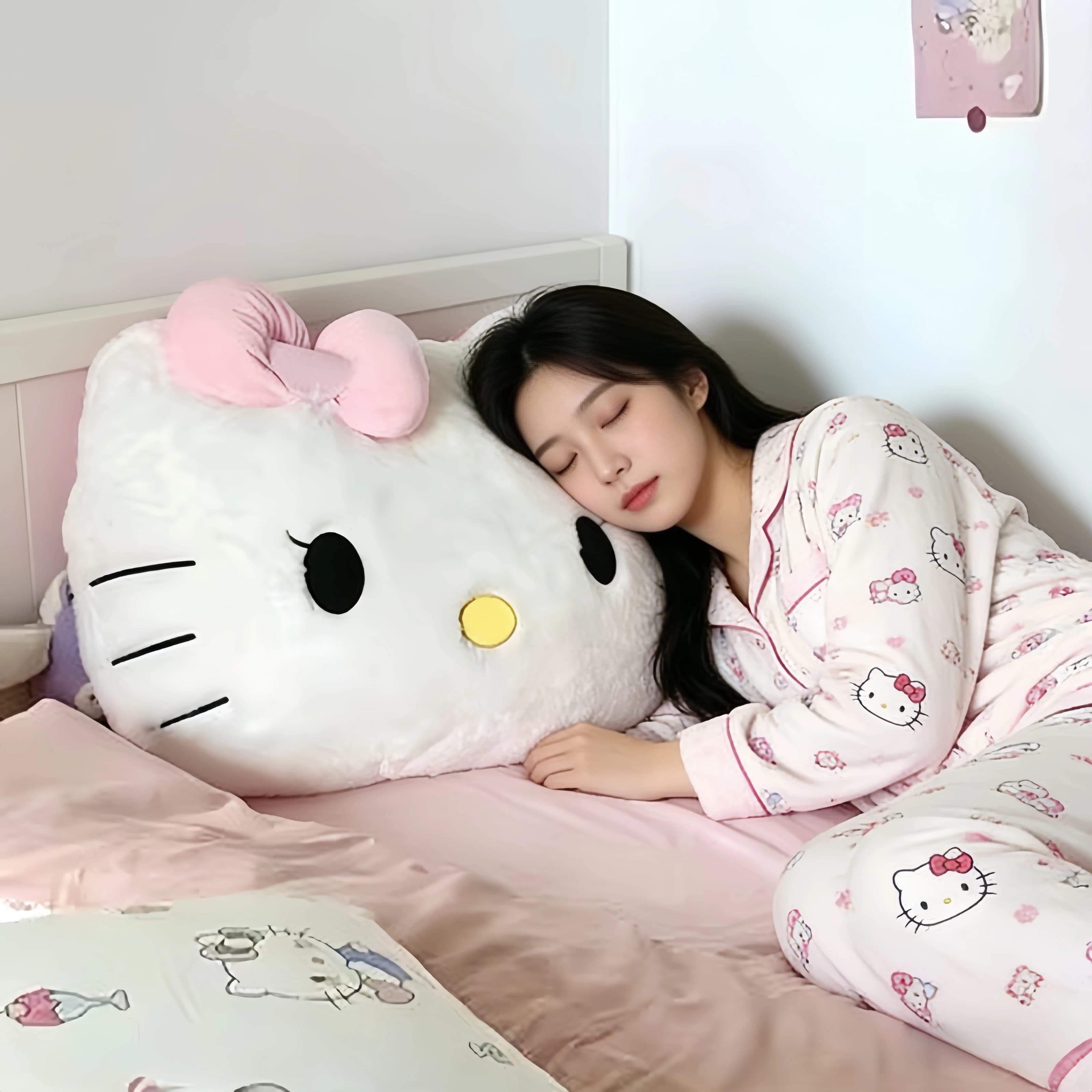 Cuscino Grande Sanrio Hello Kitty Morbido e Soffice, Peluche Anime per Divano Letto, Cuscino Gatto Bianco, Peluche Coccoloso, Decorazione Casa, Regali per Ragazze