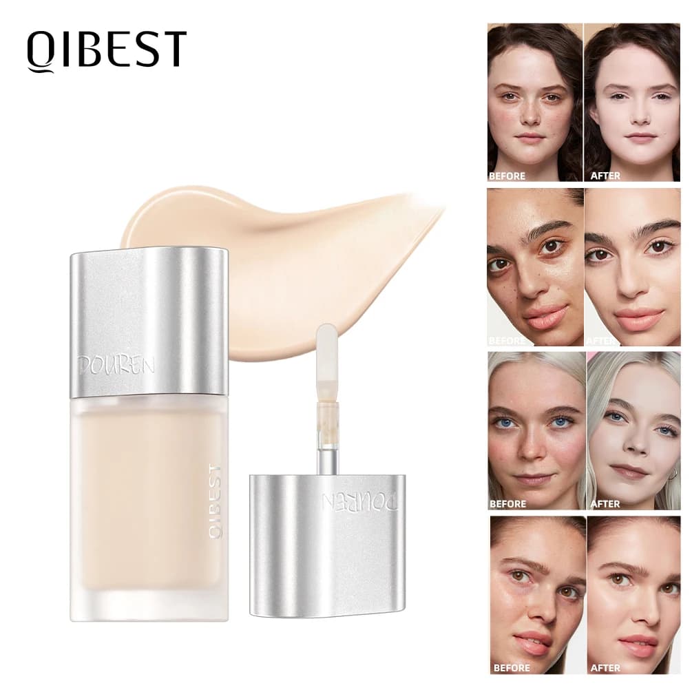 QIBEST Correttore liquido opaco duraturo Stick idratante Impermeabile Copertura integrale per il viso Acne Occhiaie Correttore Crema Trucco