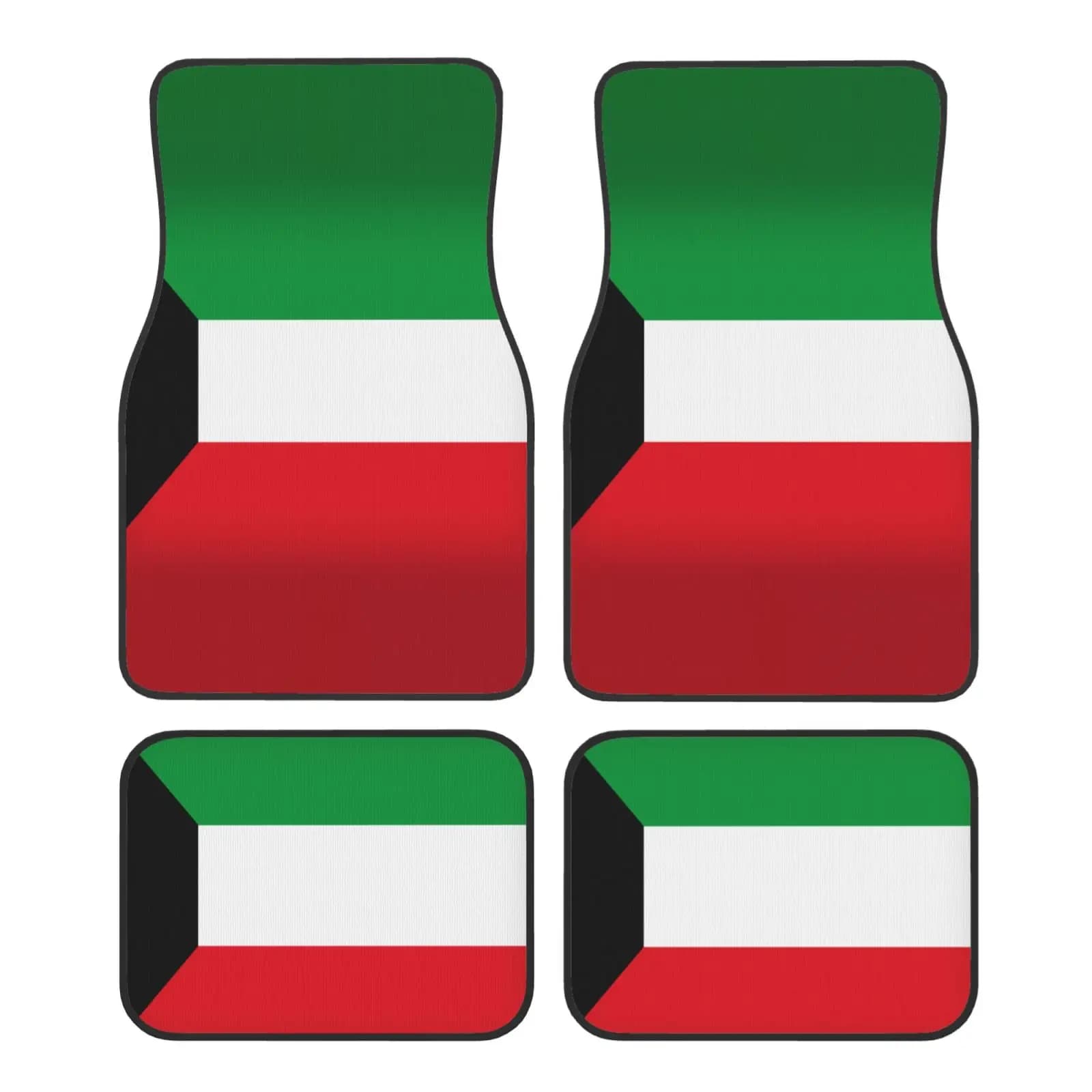Tappetini per auto con motivo bandiera del Kuwait Set di 4 tappeti anteriori posteriori per veicoli Tappetini per auto antiscivolo universali adatti per SUV per camion Van