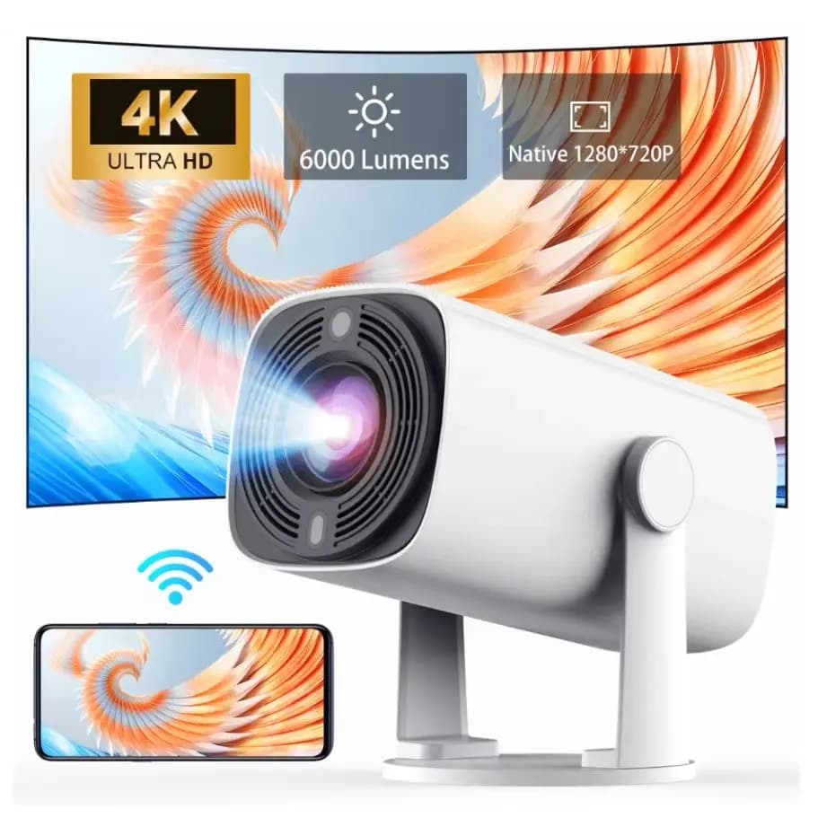 Mini proiettore K2N 4K portatile supportato con 270 ° Home Cinema ProK2N Mini Pro con rotazione automatica Keystone nativo 1080P 22000 lumen