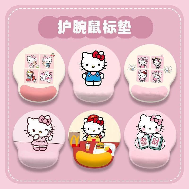 Cartoon Cat Mouse Pad With Wrist Support Soft Rubber Hand Rest Cushion Pink Cute Desk Mat Comfortable Office Accessories