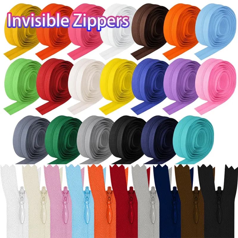 100pcs Invisible Zippers 28-60cm Nylon Zipper for DIY Craft Sewing Tailor Bags Pouches Pillow Clothes Accessories Bulk Sales