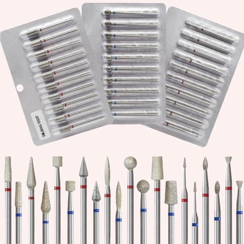 10 Pz/set Diamante Nail Drill Bit Set Nail Fresa Diamantata per Manicure 3/32 "Bava Lima per Unghie Elettrica Strumento di Rimozione Della Cuticola