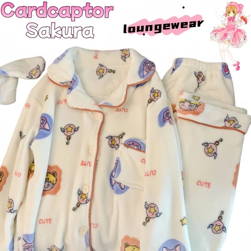 Pigiama Cardcaptor Sakura - Stile cartone animato carino, alla moda, comodo e morbido, abbigliamento da casa ispessito autunno/inverno da donna
