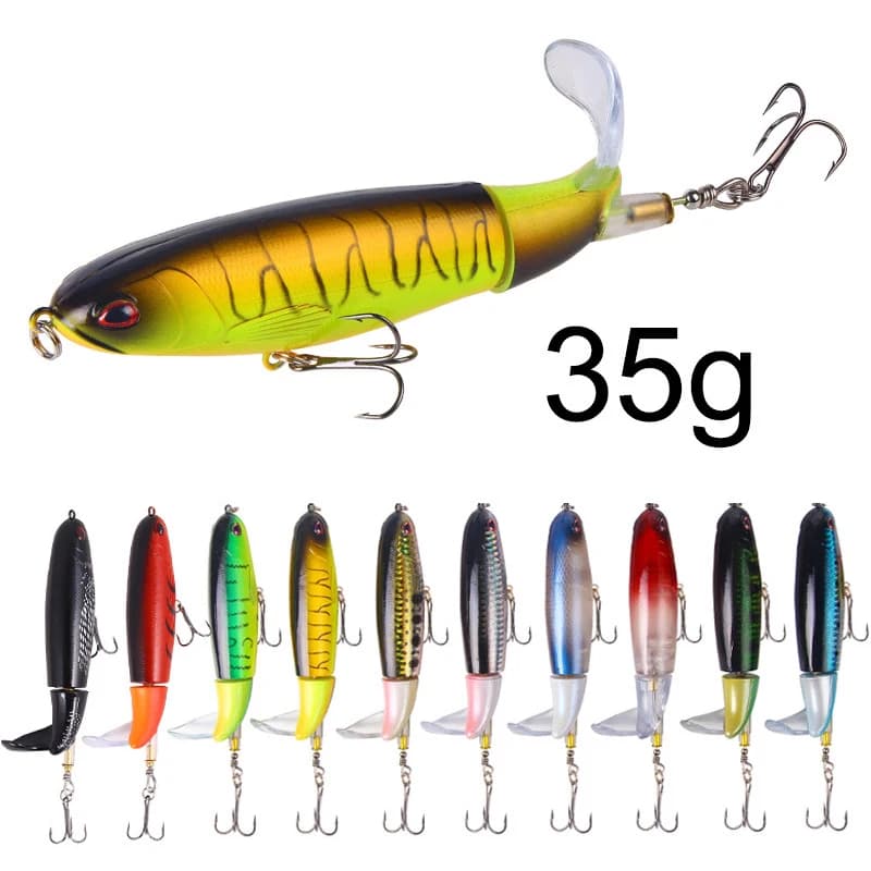 1Pc 14cm Wobbler Fishing riches-Topwater Fishing riches with Elica Coda-facilities for catching fish Catch Catch Luccio Spigola Soft Rotante Coda esca