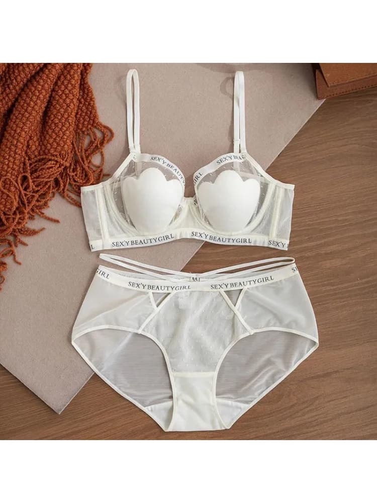 YEMOMO Reggiseno Push-Up a Forma di Zampa di Gatto per Seno Grande, Modellante, Anti-Cedimento, Supporto Morbido, Copertura Completa, Sexy, Set Lingerie con Schiena Bella S-XLAB