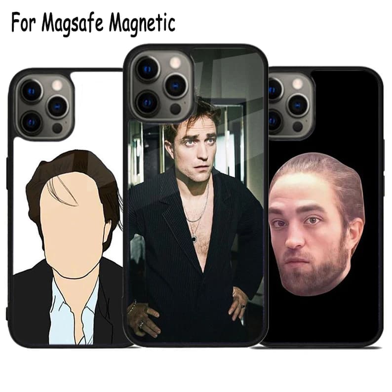 Cover Magnetica Magsafe Robert Pattinson Meme per Ricarica Wireless Compatibile con iPhone 17 Air 15 16 16e 14 13 11 12 Pro Max Plus