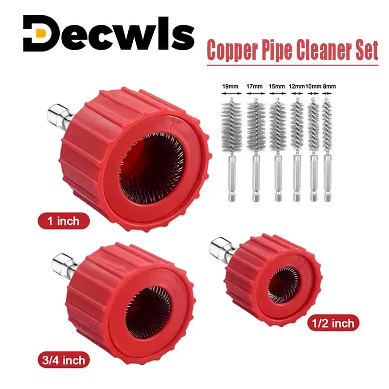 1/2 "3/4" 1 "Tubi di Rame Pulitore Tubo Spazzola di Pulizia Set di Strumenti Pulisci Saldatura Filo di Acciaio Inossidabile Setole Lucidatura Rettifica