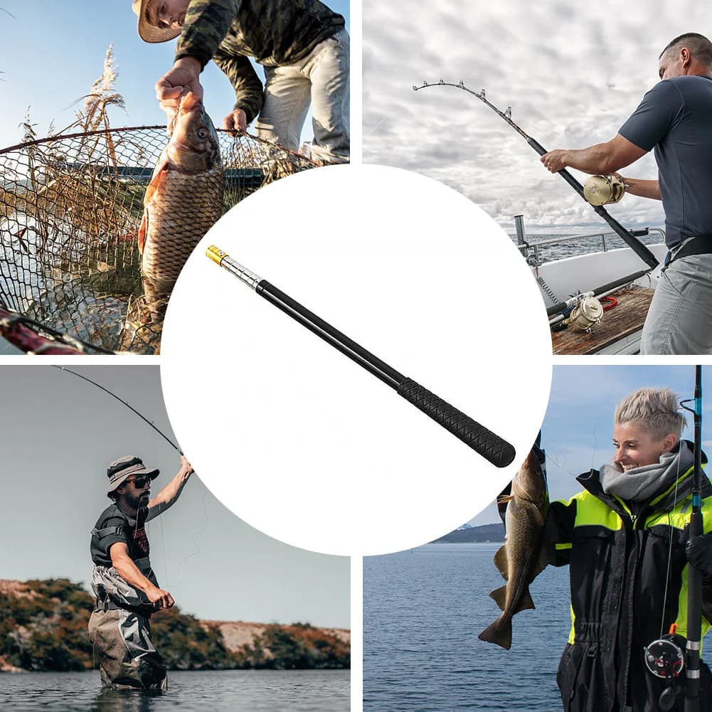 1.5M 5 Section Retractable Landing Net Pole Stainless Steel Fishing Rod Pole Fishing Accessories for Freshwater and Saltwater