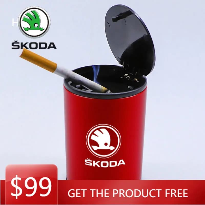 Portable Car Ashtray Cigarette Ash Holders Cup Interior Decor For Skoda octavia 3 2 superb 3 kodiaq Fabia Kamiq Karoq Accessorie