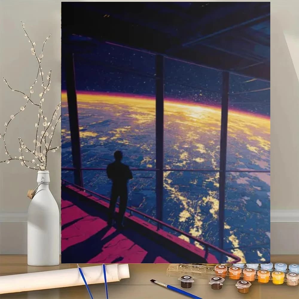 Acrylic Paint By Numbers Space Station Painting By Numbers On Canvas Coloring By Number For Adults Paint Digital Art