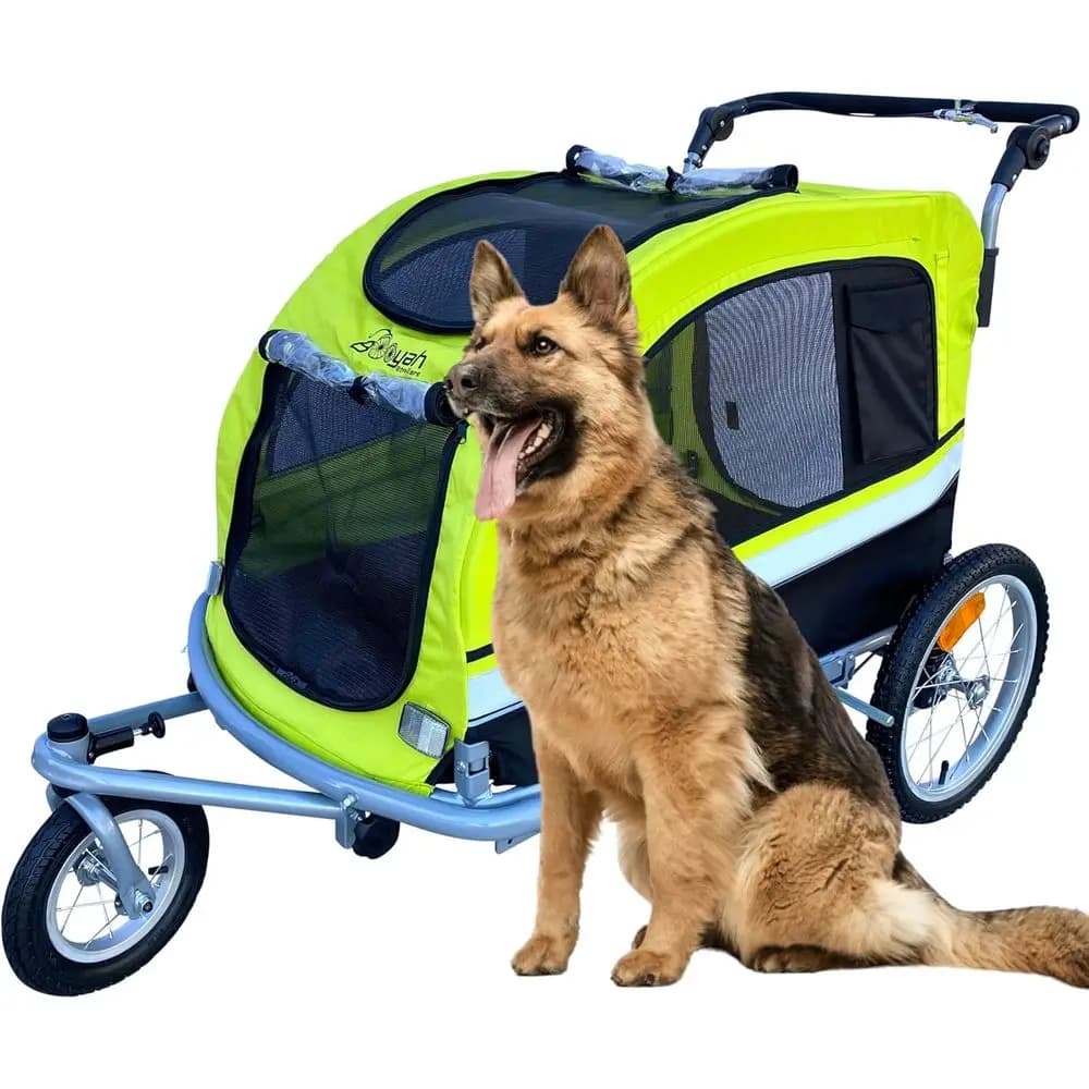 Rimorchio per Bicicletta Extra Large Booyah per Animali Domestici, Passeggino e Jogger per Cani con Ammortizzatori Anti-Ribaltamento