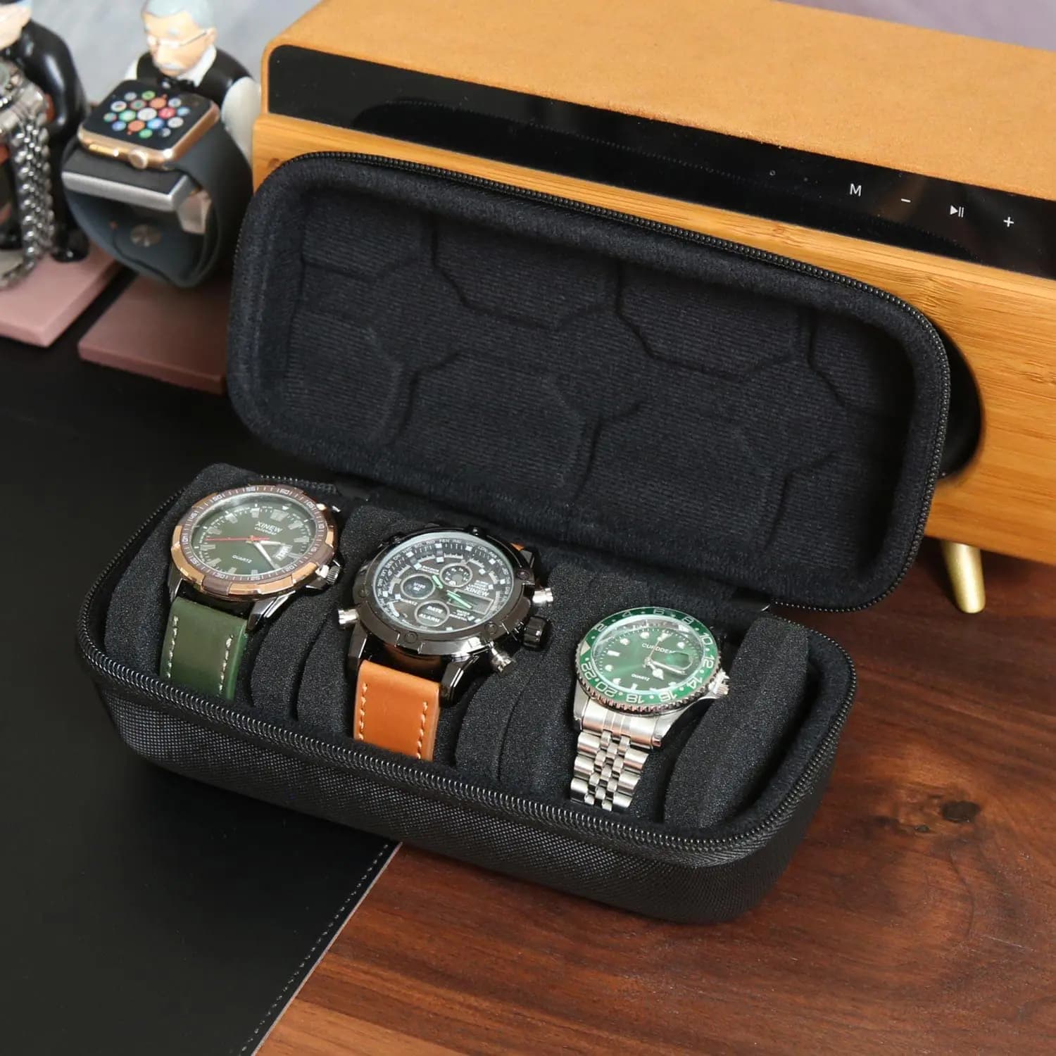 Men's or Women's Watch Box Organizer, Travel Case for Watches, Portable Wrist Watch Display Stand And Smart Watches