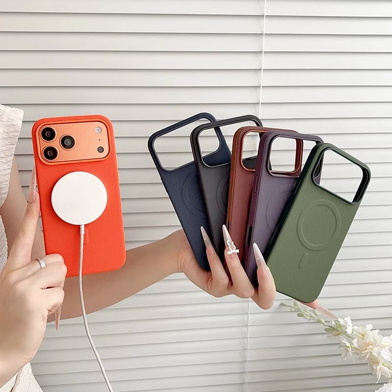 Custodia Protettiva Lusso Ufficiale Tecnologica Intrecciata con Ricarica Wireless per iPhone 17 Pro Max 16 Anti-caduta e Anti-urto