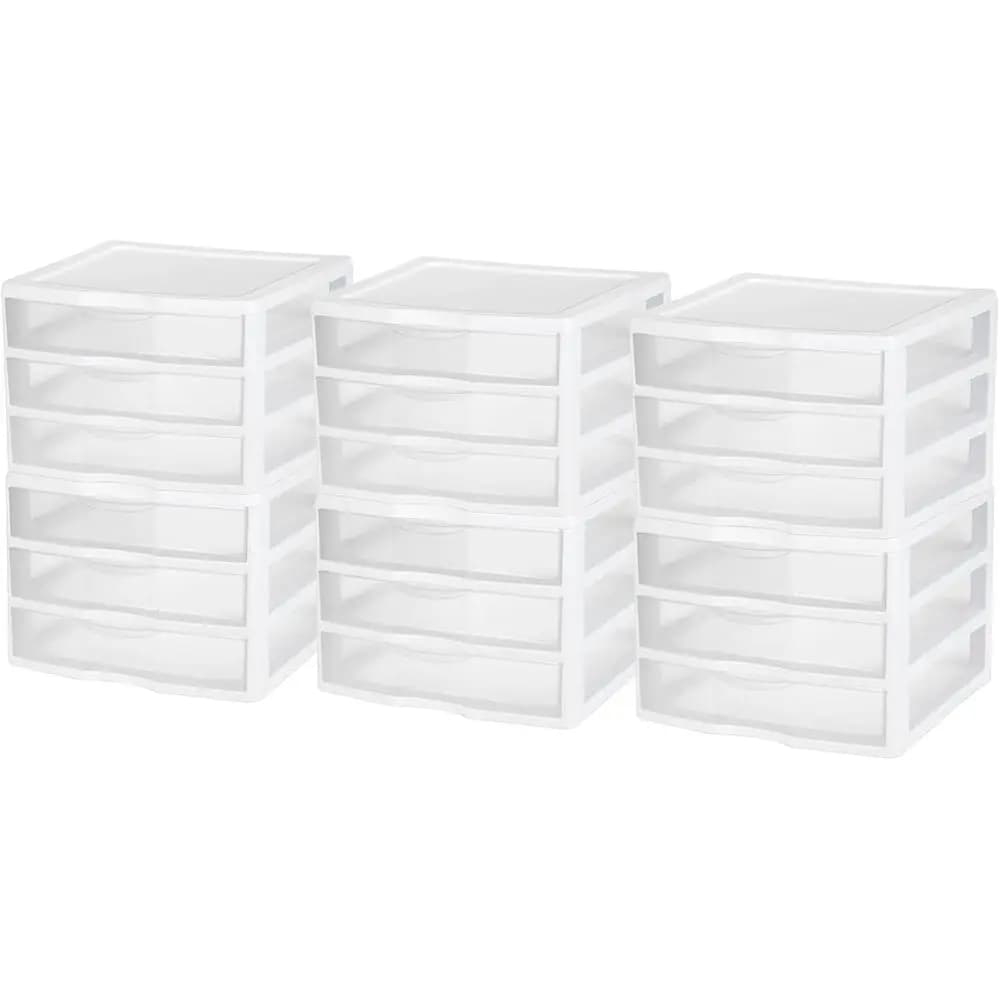 Organizzatore da scrivania in plastica a 3 cassetti con vassoi trasparenti - Contenitore impilabile per forniture da ufficio, sale artigianali, aule e organizzazione domestica
