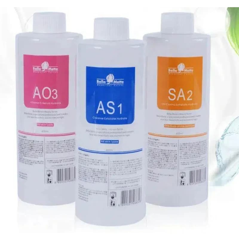 Set di 3 Flaconi di Siero Coreano per la Cura della Pelle, Peeling Liquido Hydro Aqua con Vitamina C per Pulizia e Sbiancamento del Viso
