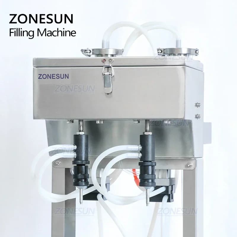 ZONESUN Riempitrice per profumo liquido sottovuoto Latte Acqua Lavaocchi Cosmetici Bevanda Riempitrice pneumatica Attrezzatura per il riempimento di bottiglie