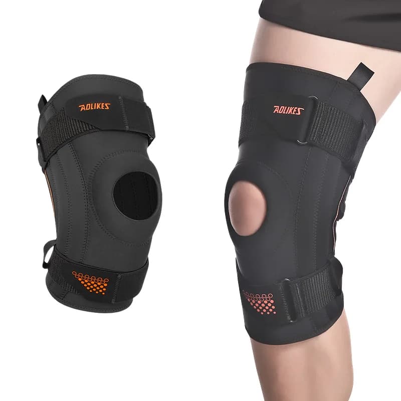 Aolikes Ginocchiera unisex in neoprene Dimensioni personalizzate Supporto Cinghie protettive di compressione per ginocchio Logo personalizzato Protezione sportiva