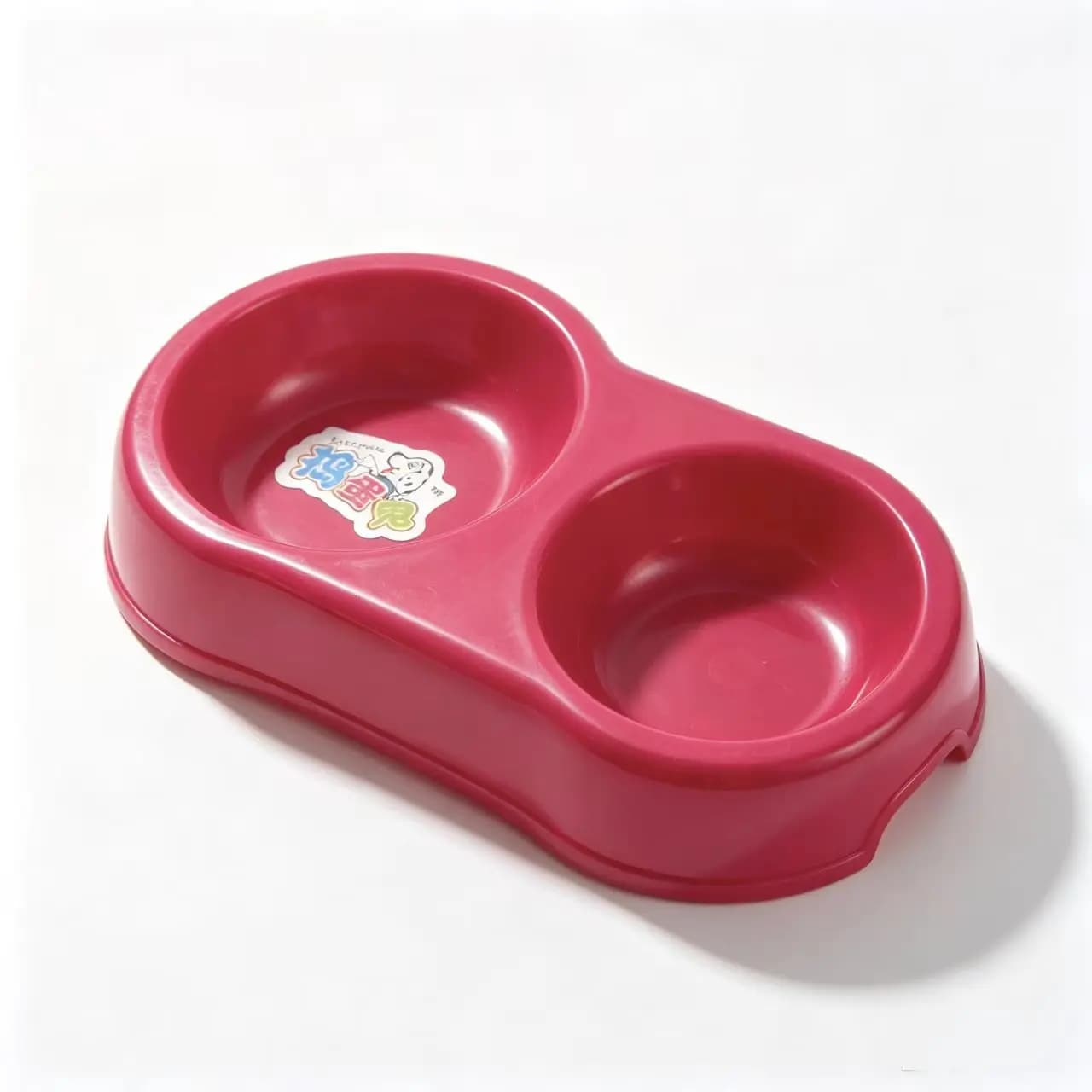 Plastic Double Pet Bowl Dog Cat Feeder Water Food Bowl Dual‑Bowl Feeding Dish for Small Medium Pets