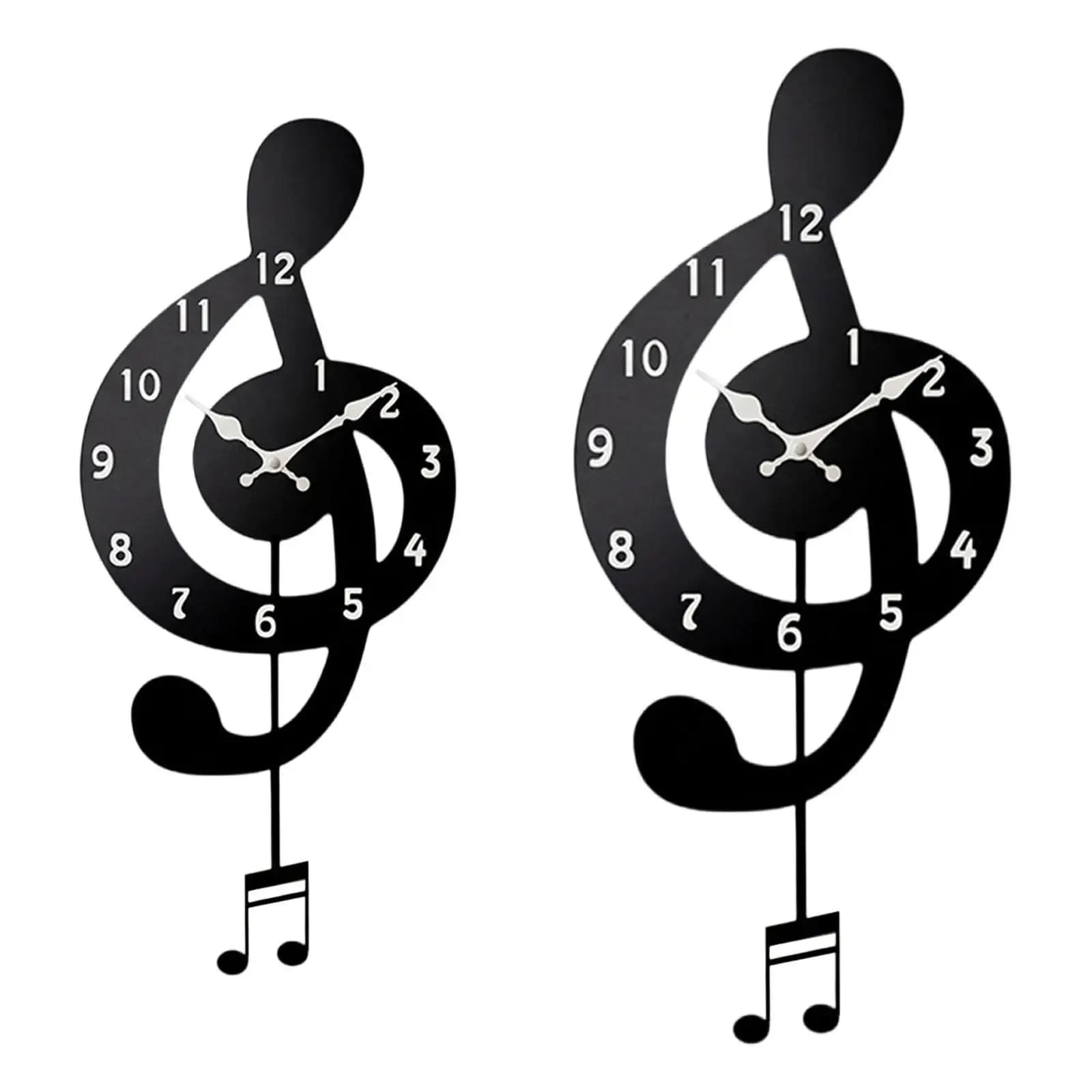 Acrylic Wall Clock with Music Notes, Modern and Estec Design, Silent, for Studio, Bedroom, Cafeteria