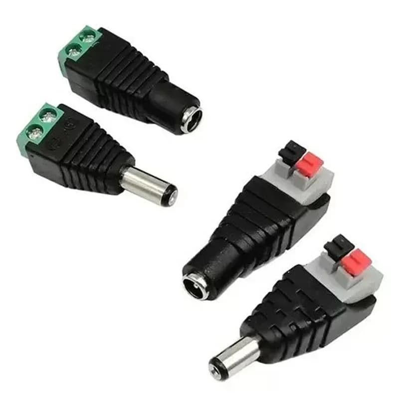 Connettori CC femmina e maschio Adattatore spina di alimentazione da 2,1x5,5 mm Jack Presa connettore per telecamera CCTV con luce di striscia LED monocolore