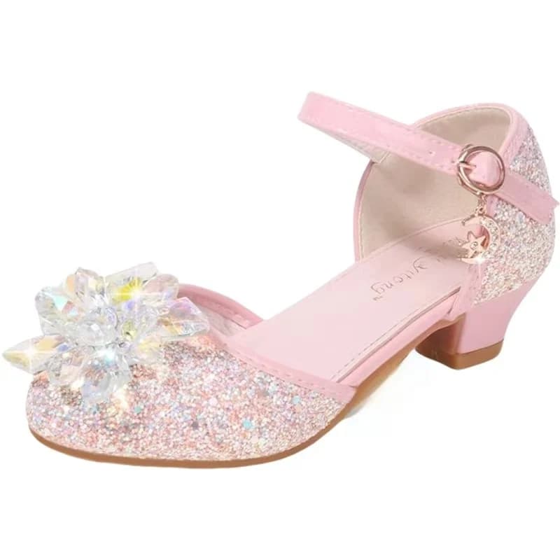 Summer New Girls Crystal Flower Princess Sandal Soft Sole Closed Toe Hollow Cover Heel Velcro Low Heel Match The Skirt Sandals