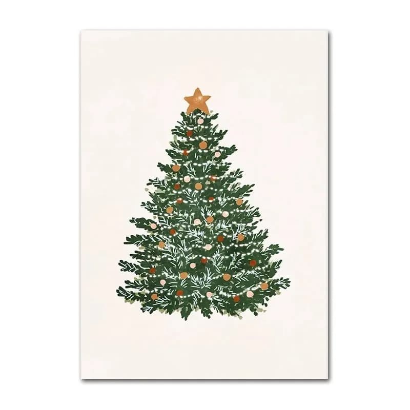 Christmas Tree Ball Decoration Poster Frosted Holly Winter Van Canvas Painting Snowflake Prints Decorative Home Room Picture