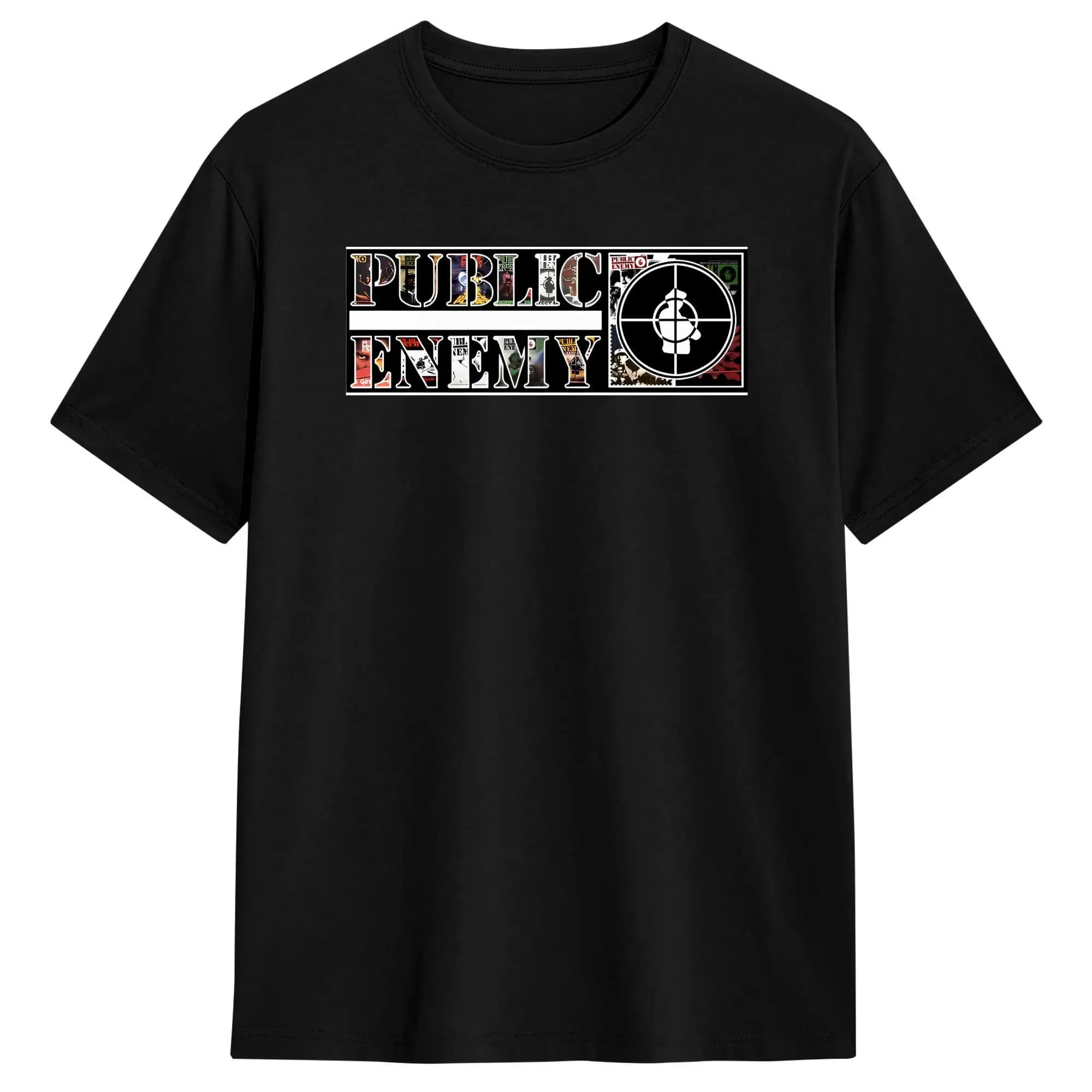 T-shirt US Rap Team Public Enemy, T-shirt da spiaggia Harajuku, T-shirt in cotone girocollo oversize a maniche corte stile streetwear