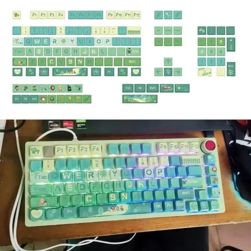 Copritasto verde 127Keys Profilo XDA Copritasto PBT spesso 9,5 mm per 61 104 108
