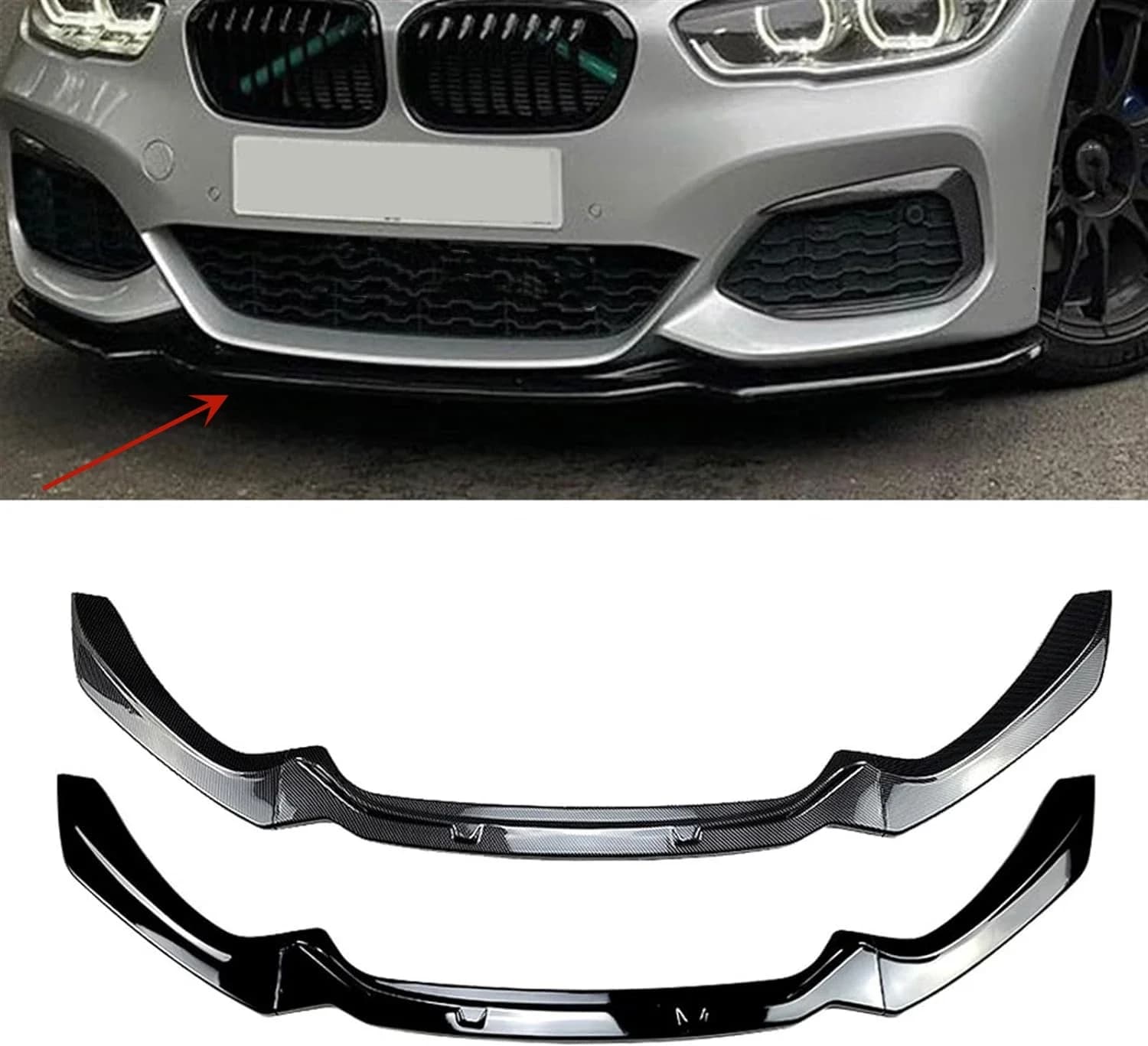 Per BMW Serie 1 F20 F21 2015~2019 118i 120i M135i M140i M Performance Splitter Paraurti Anteriore Diffusore Kit Carrozzeria Spoiler