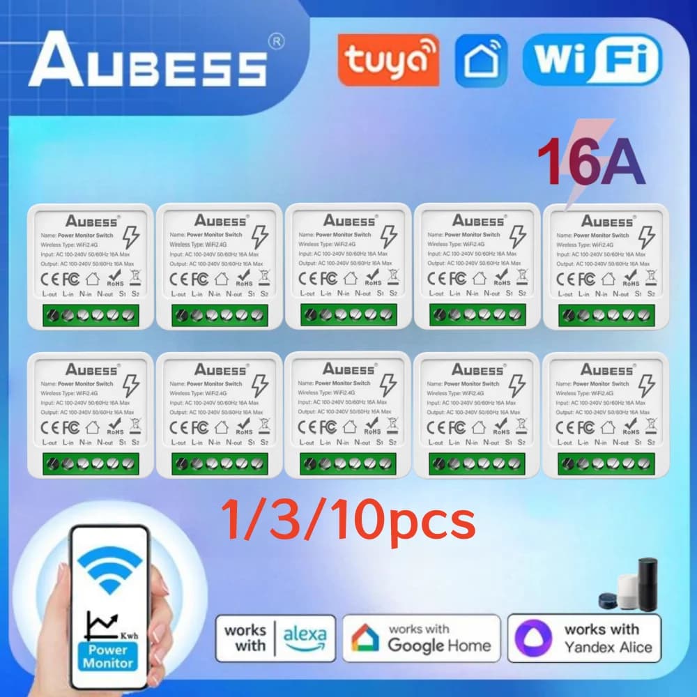 Tuya Smart Life 16A Mini Switch Wifi 1gang controllo bidirezionale interruttore Monitor di alimentazione controllo vocale tramite scarn Alice Alexa Google Home