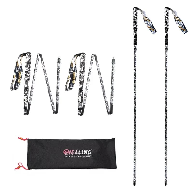 diBest-seller diOKHEALING 4-section carbon fiber trek stick with EVA handle Portable hiking stick in two pieces