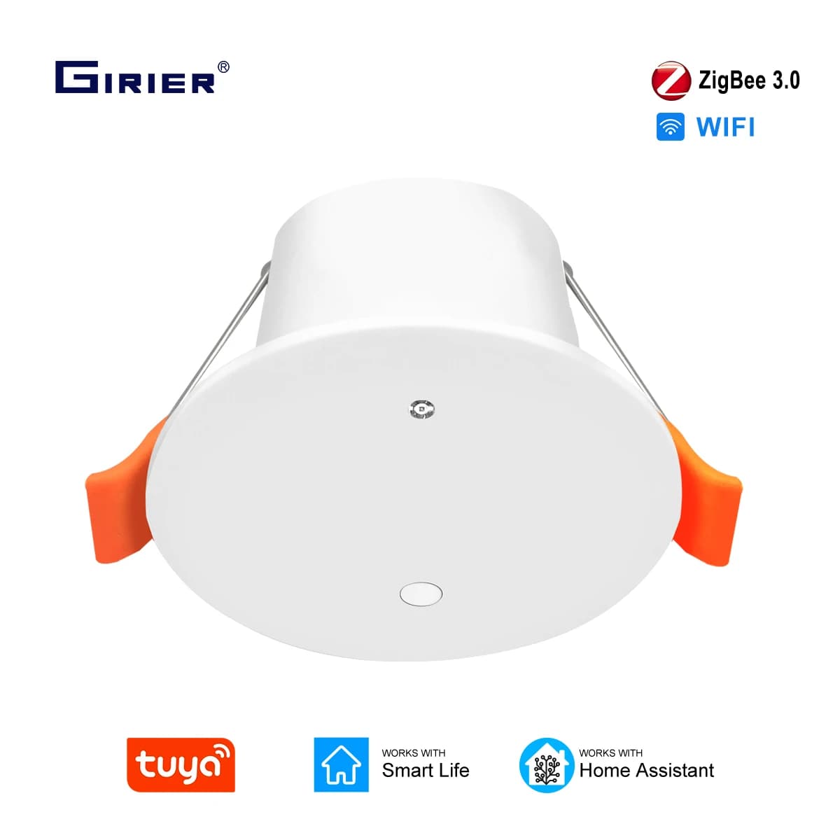 GIRIER Tuya ZigBee Sensore di presenza umana Sensore di movimento intelligente montato a soffitto con rilevatore di luce Ingresso AC90-240V Lavoro Vita intelligente