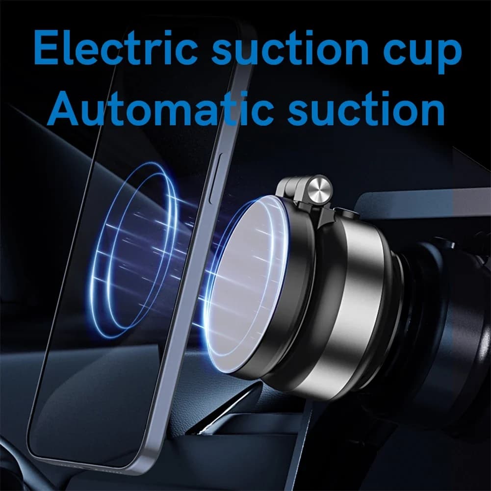 Supporto magnetico per auto sottovuoto elettrico per telefono cellulare 360 ° Ventosa forte con rotazione per iPhone 14 15 16 Supporto a mani libere