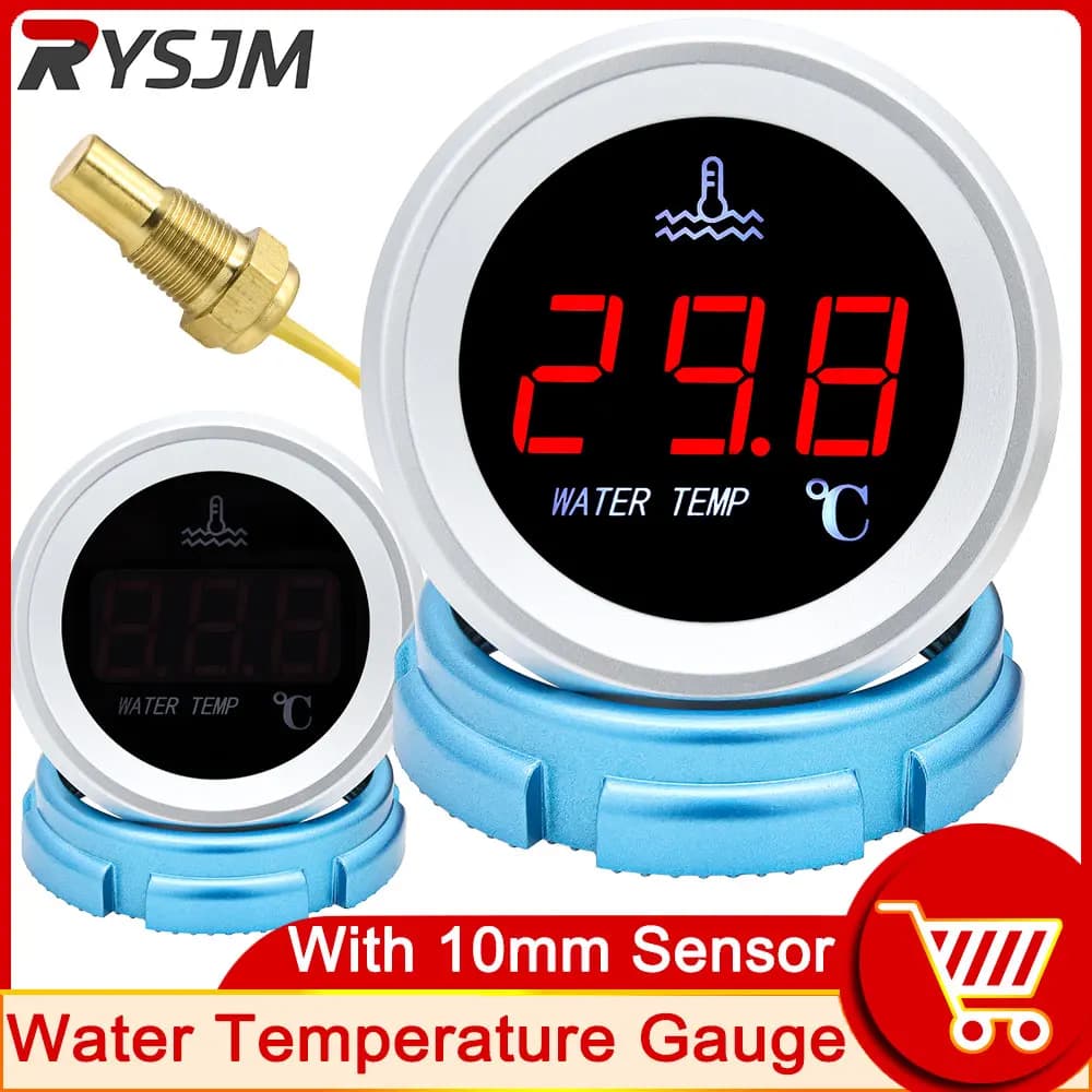 Indicatore digitale della temperatura dell'acqua a LED 12V elettronico universale 120 gradi Celsius con sensore temperatura acqua da 10 mm per auto camion yacht barca